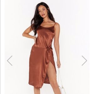 Slip dress in chcolate/rust